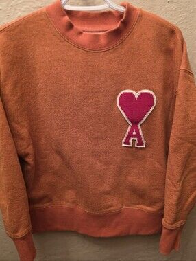 AMI Paris Ami de Coeur Orange Sweatshirt Cotton Made Portugal M/L